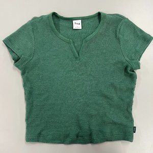 TNA Waffle Notch T Shirt - Green - Size Small